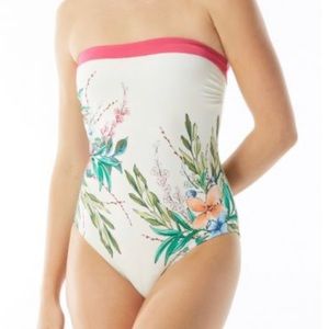 Vince Camuto Pacific Grove Bandeau Lace Back One Piece Ivory Swimsuit